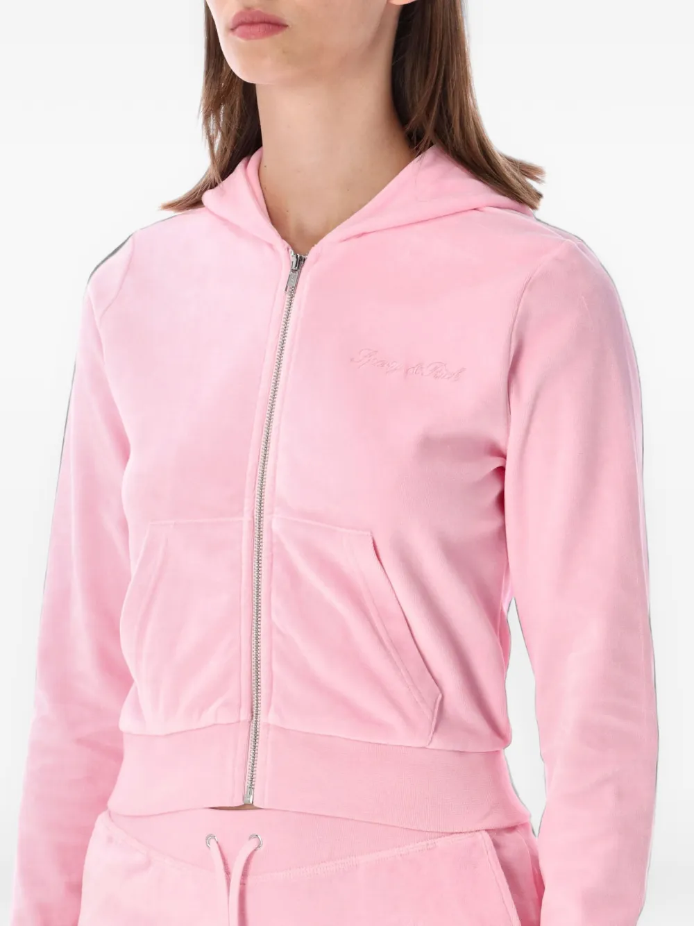 Sporty & Rich Signature Logo Krystal hoodie verfraaid met logo Roze