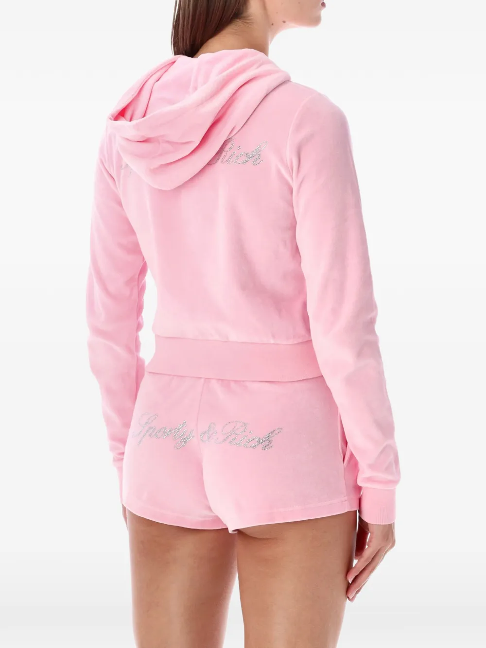 Sporty & Rich Signature Logo Krystal hoodie verfraaid met logo Roze