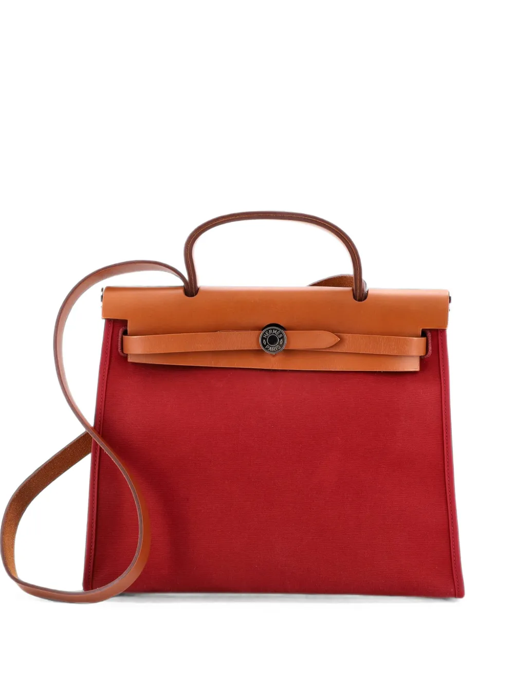 Hermès Pre-Owned Herbag Zip Leather and Toile 31 shoulder bag - Marrone