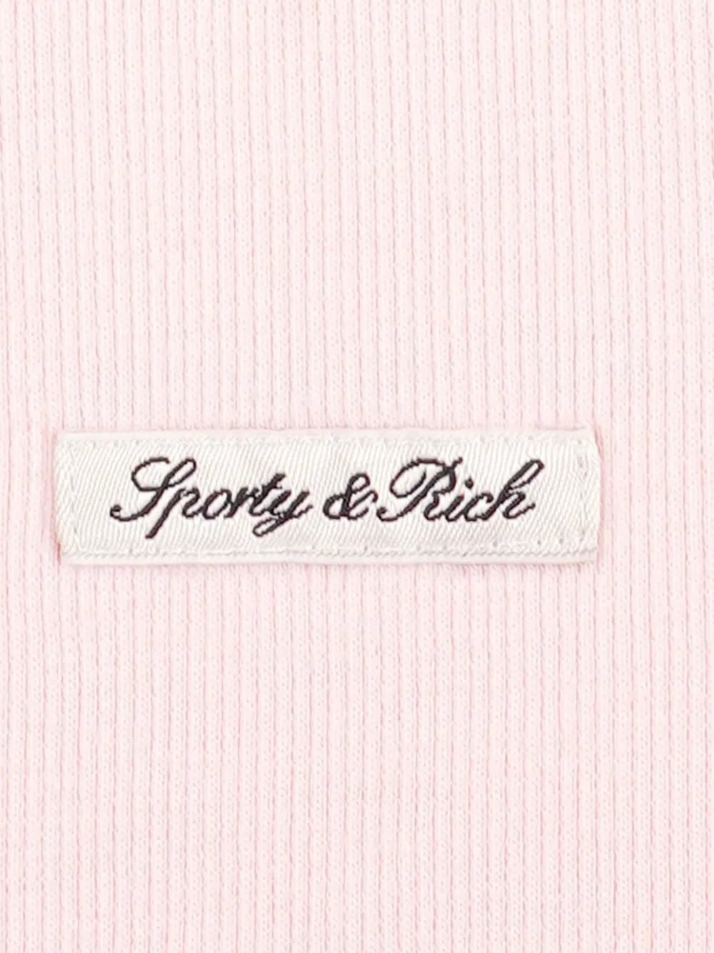 Sporty & Rich Signature ribbed logo-patch T-shirt Roze