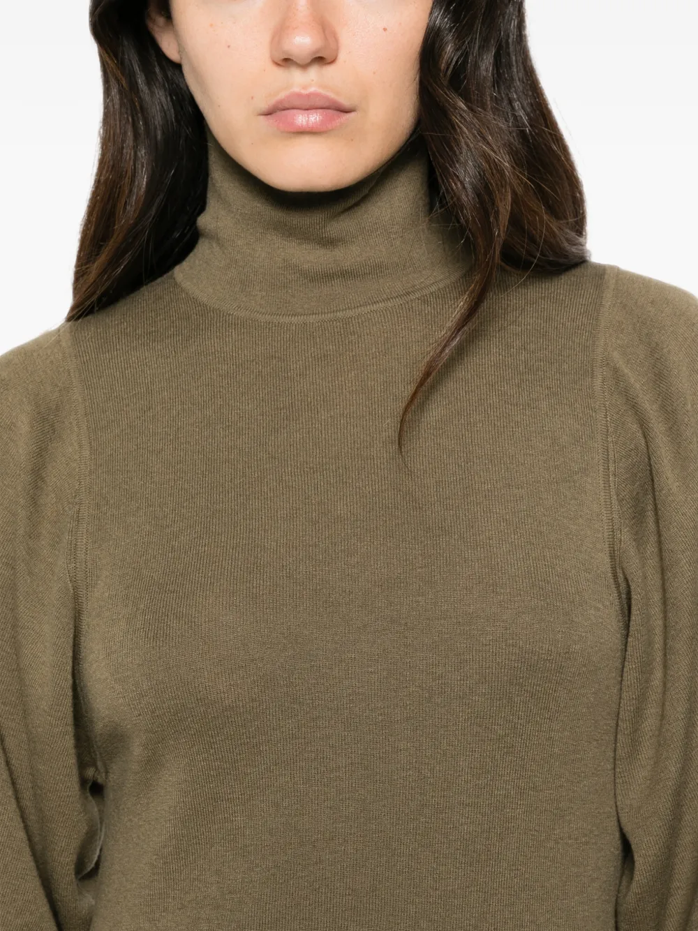 By Malene Birger Menna high-neck puff-sleeve midi dress Groen