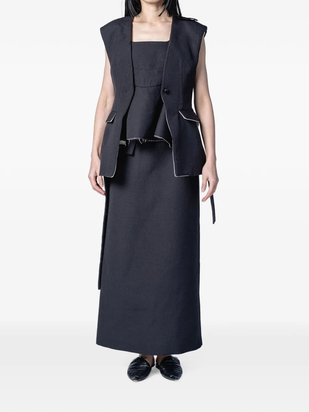 Muller Of Yoshiokubo High-waist maxi-rok met klepzak Zwart