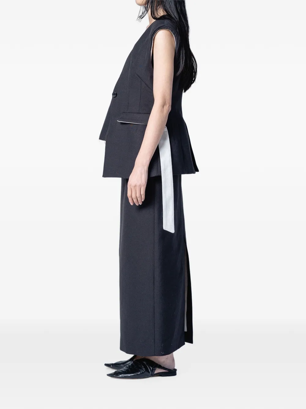 Muller Of Yoshiokubo High-waist maxi-rok met klepzak Zwart