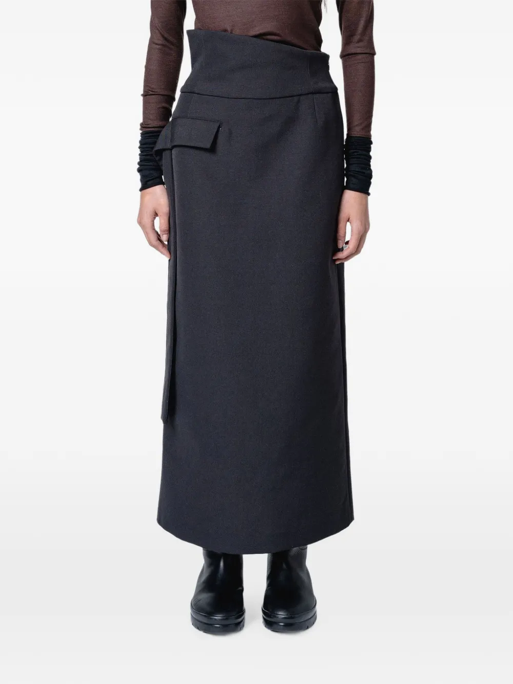 Muller Of Yoshiokubo high-waisted flap-pocket maxi skirt - Nero