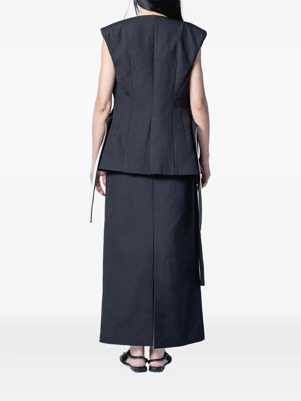 Muller Of Yoshiokubo High-waist maxi-rok met klepzak Zwart