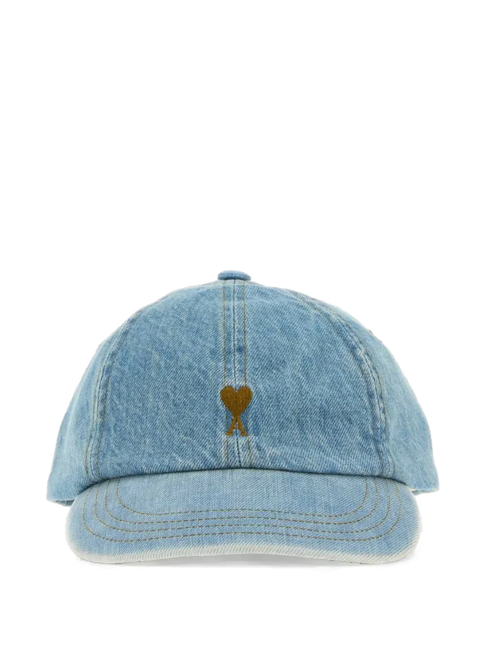 AMI Paris Katoenen denim pet met Ami de Coeur en lichte wassing Blauw