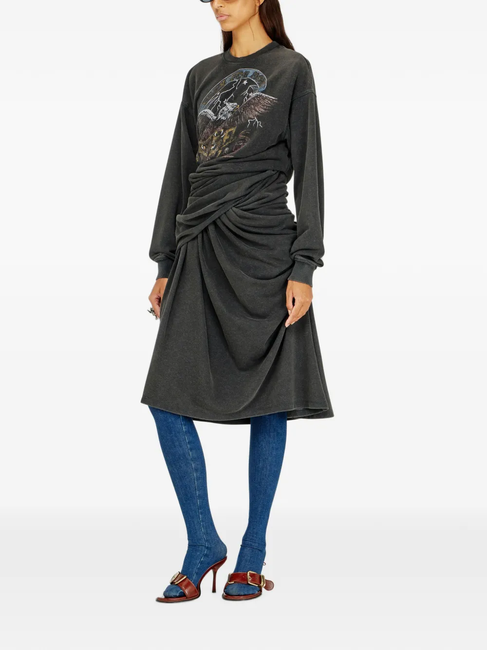 Diesel sweatshirt dress with concert graphics Zwart