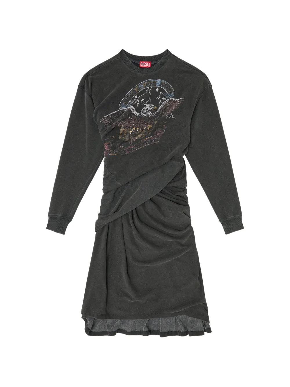 Diesel robe drapée à imprimé graphique - Noir