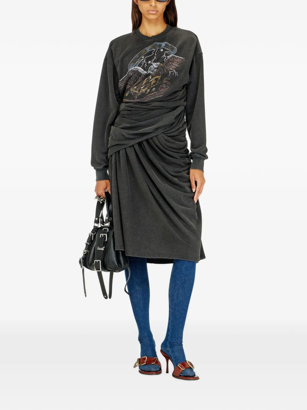 Diesel sweatshirt dress with concert graphics Zwart