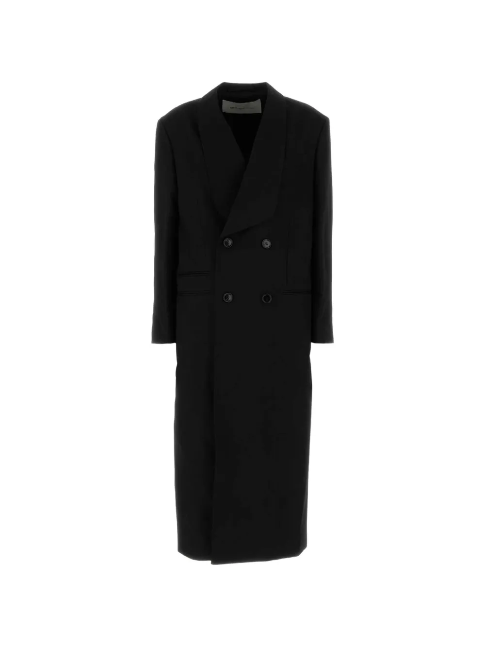 Ami Alexandre Mattiussi Shawl-lapel Double-breasted Coat In Black