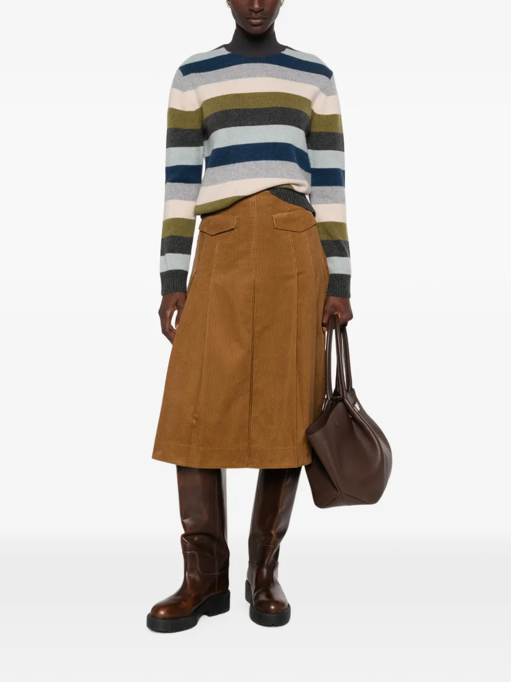 Tory Burch pleated corduroy midi skirt
