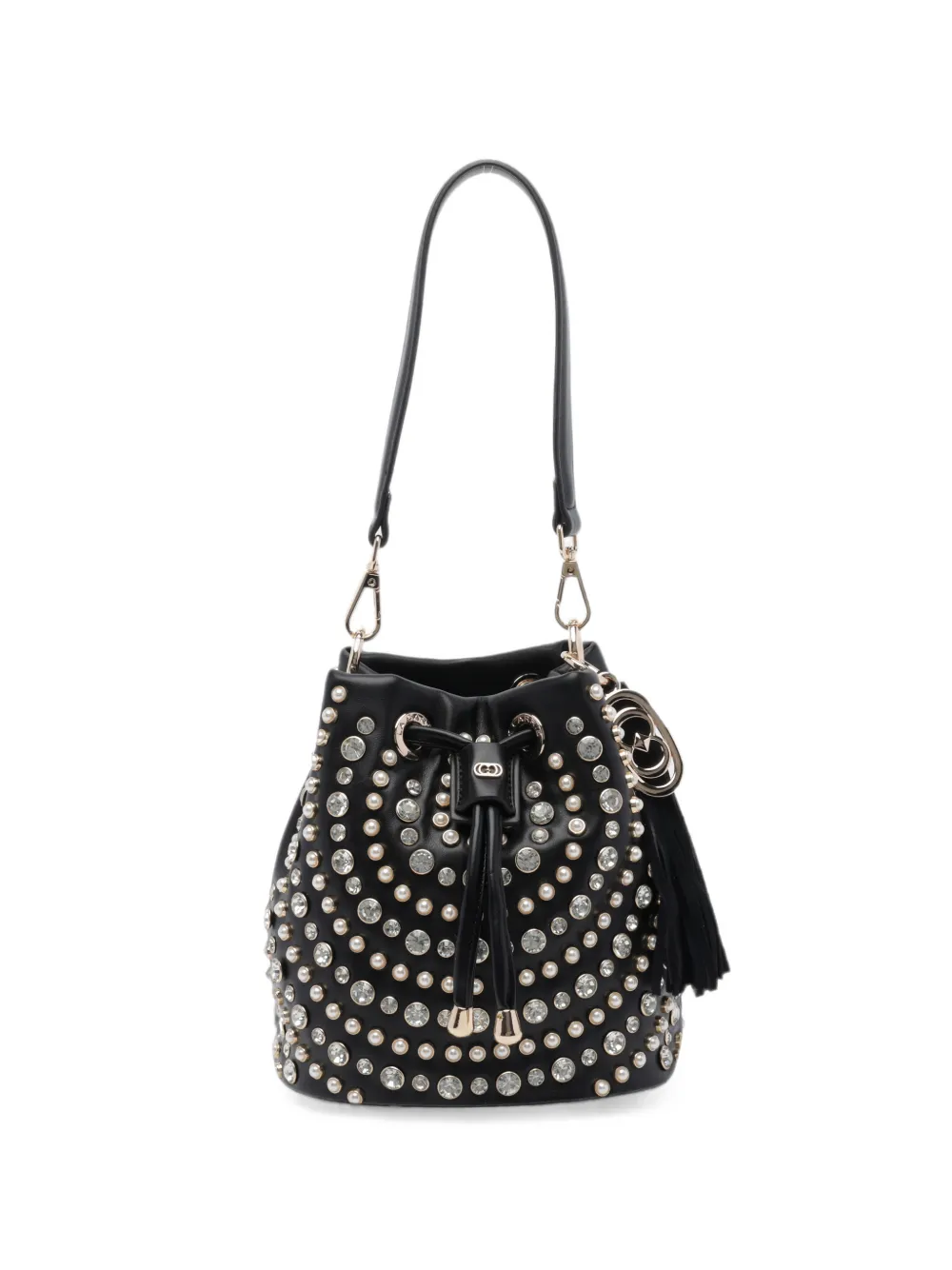 La Carrie Andromeda crystal-embellished bucket bag - Nero