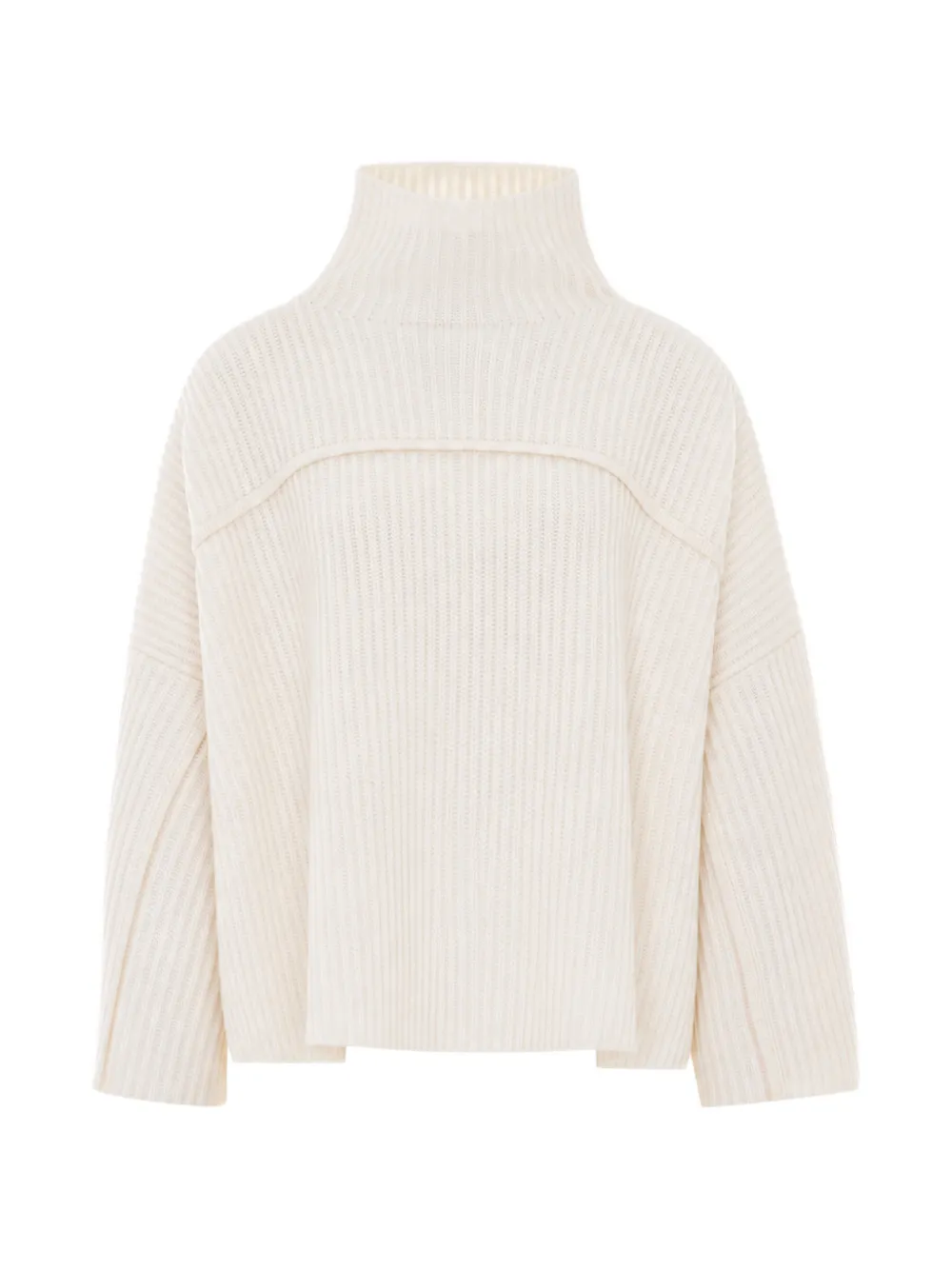 Not Shy Destiny Ribbed High-neck Jumper In Neutral