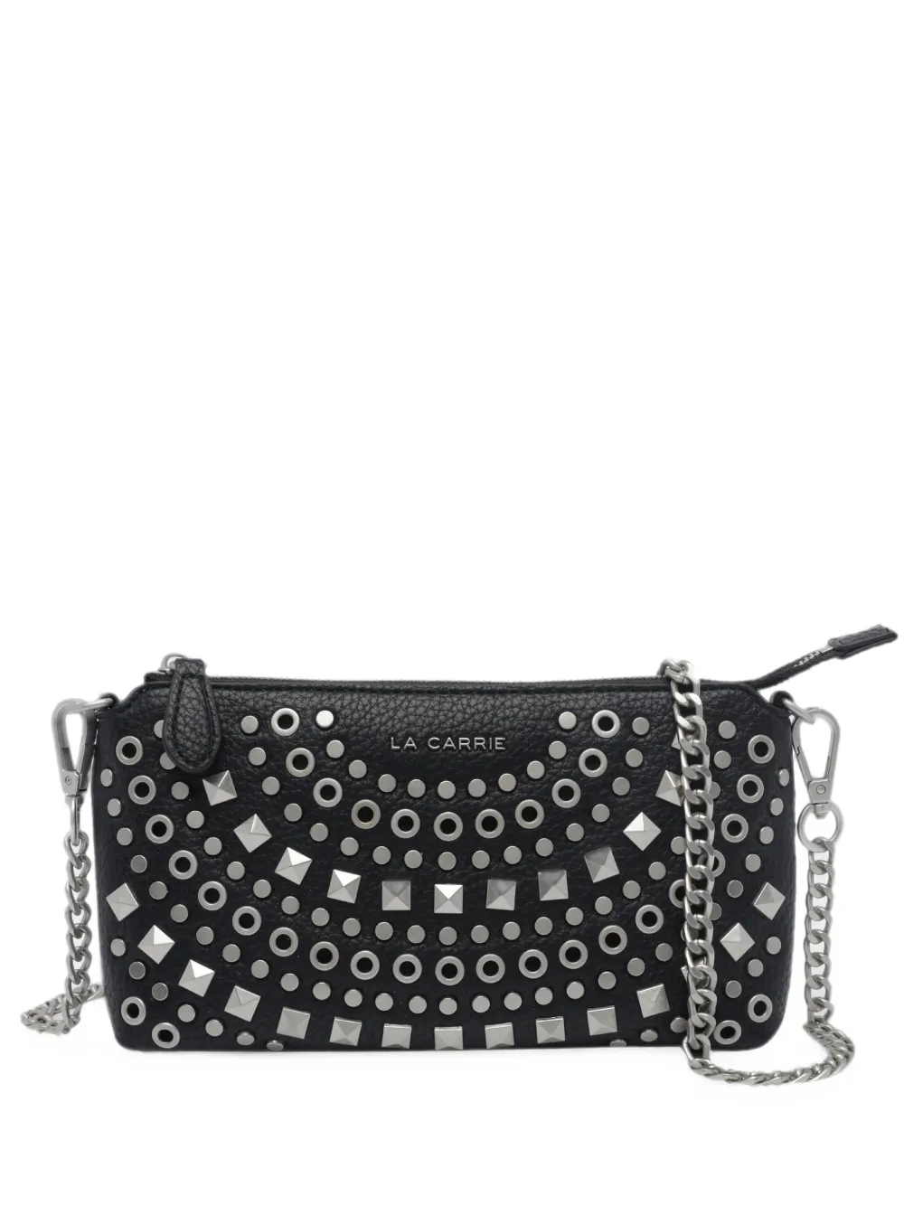 La Carrie Solid stud-embellished crossbody bag - Nero