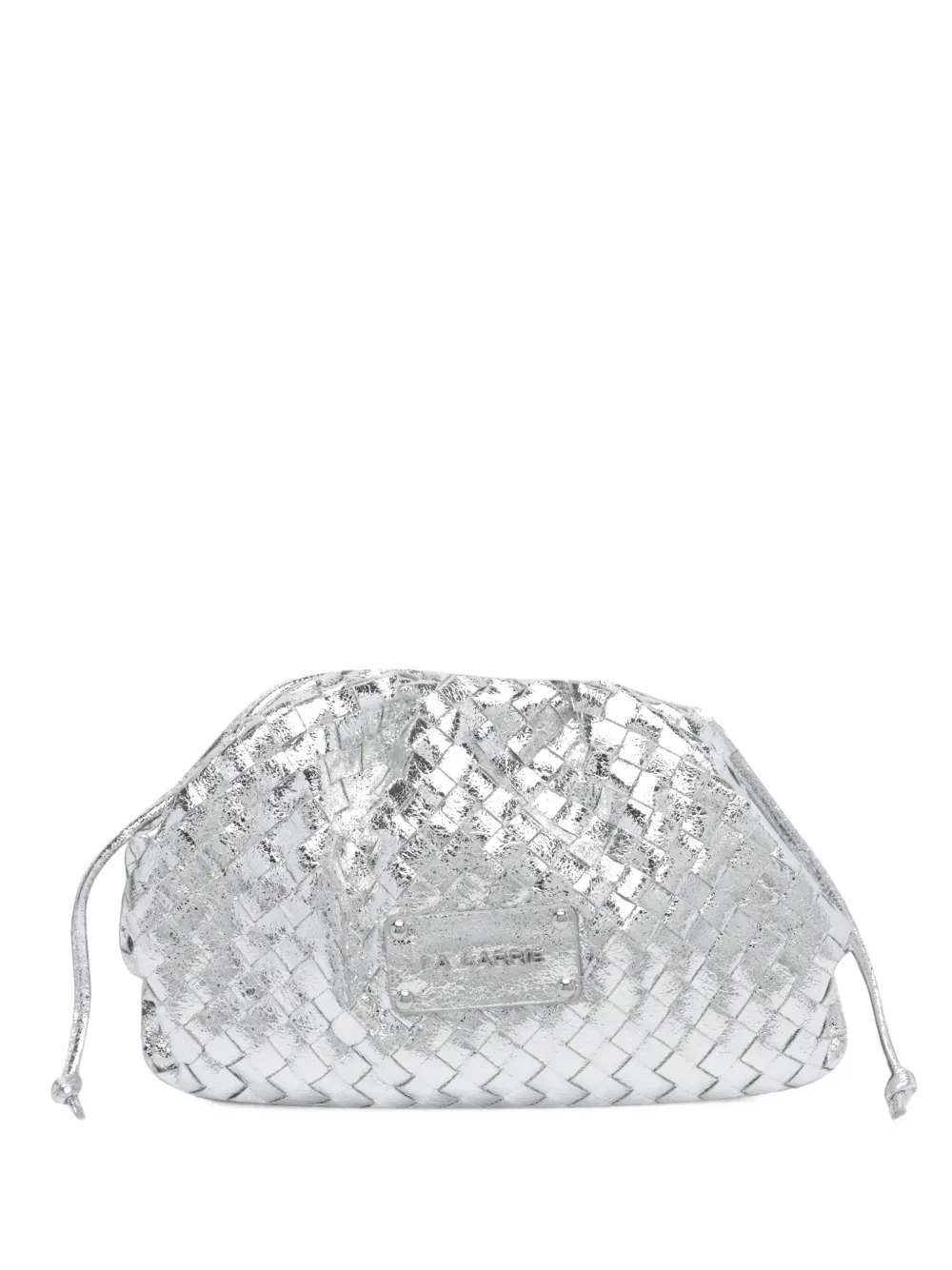 La Carrie woven leather shoulder bag - Argento