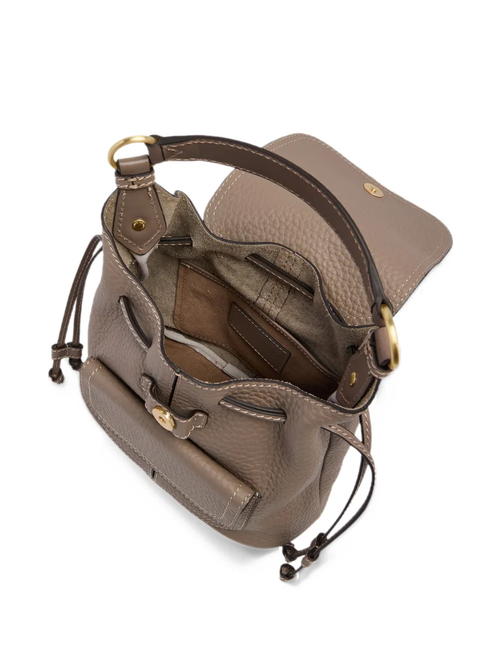 The Bridge Rugzak van bewerkt leer Beige