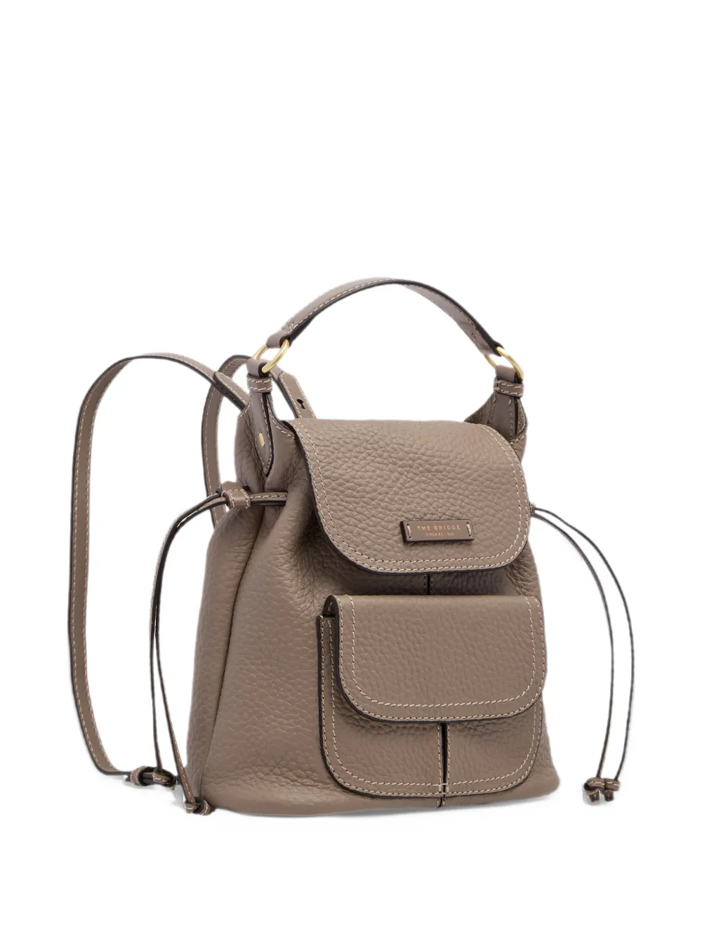 The Bridge Rugzak van bewerkt leer Beige