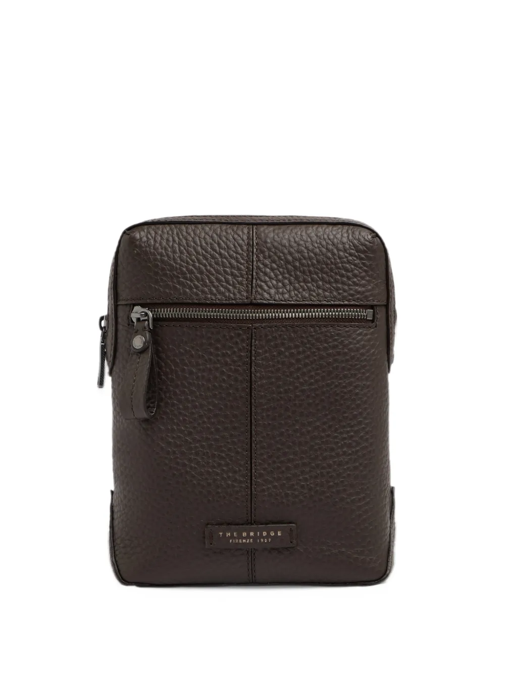 The Bridge Manfredi pebbled leather messenger bag - Marrone