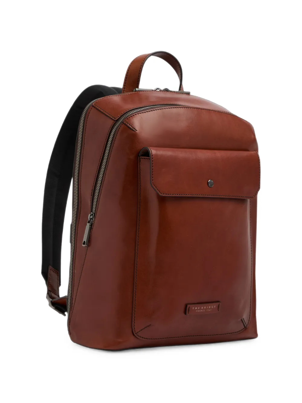 The Bridge Mattia leather flap-pocket backpack - Marrone