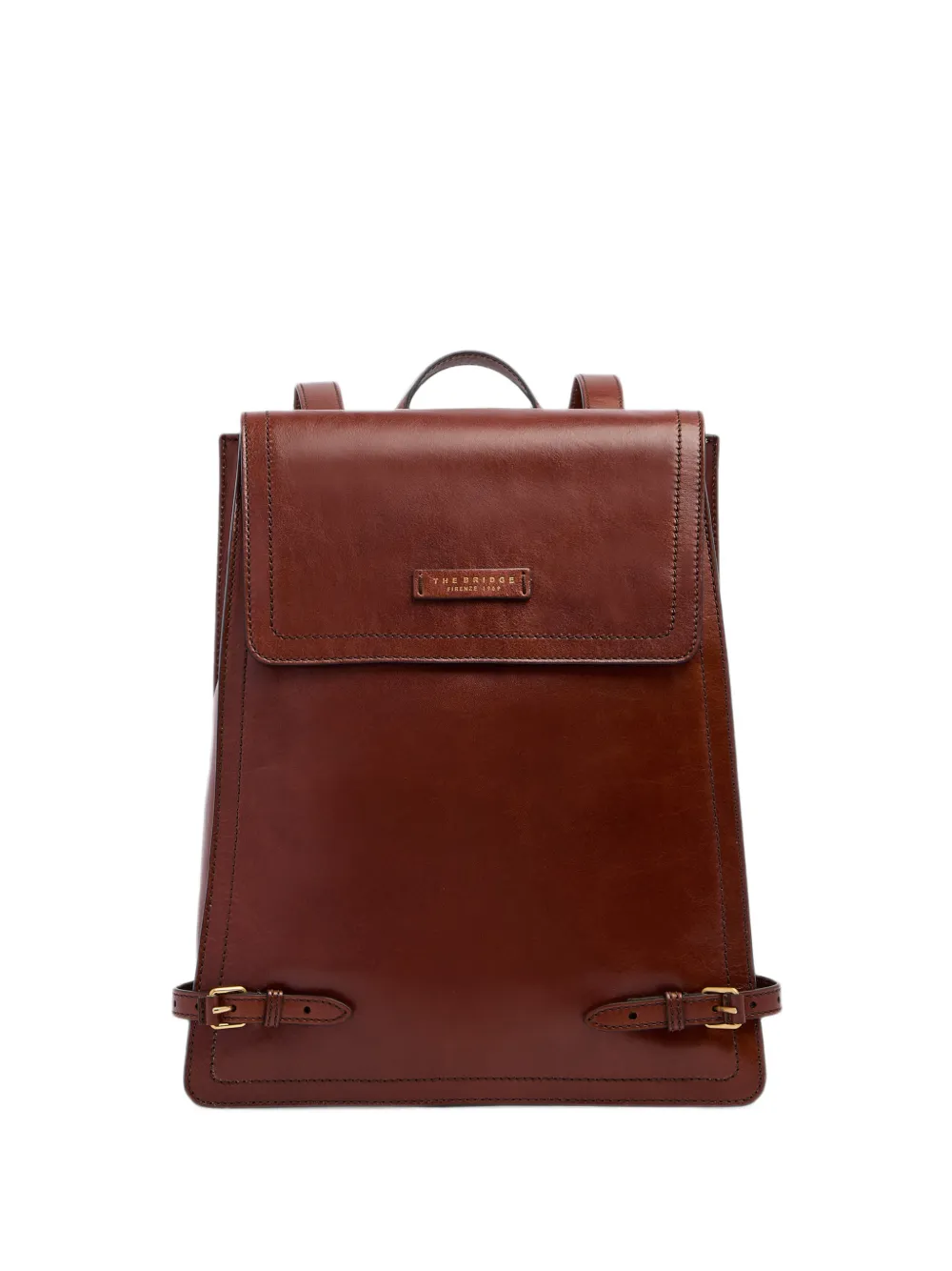 The Bridge buckle-detail leather backpack - Marrone
