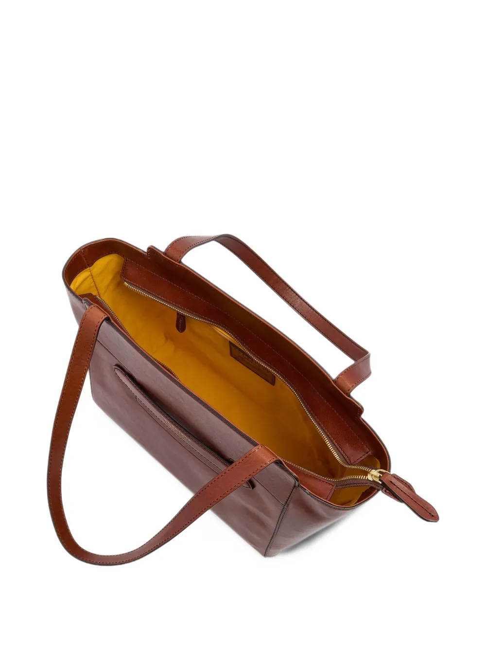 The Bridge Leren shopper met logoprint Bruin