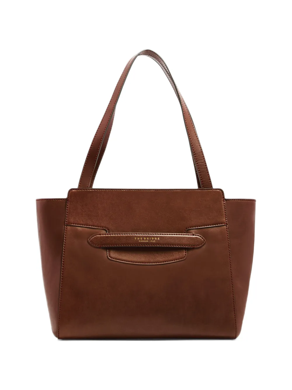 The Bridge Leren shopper met logoprint Bruin