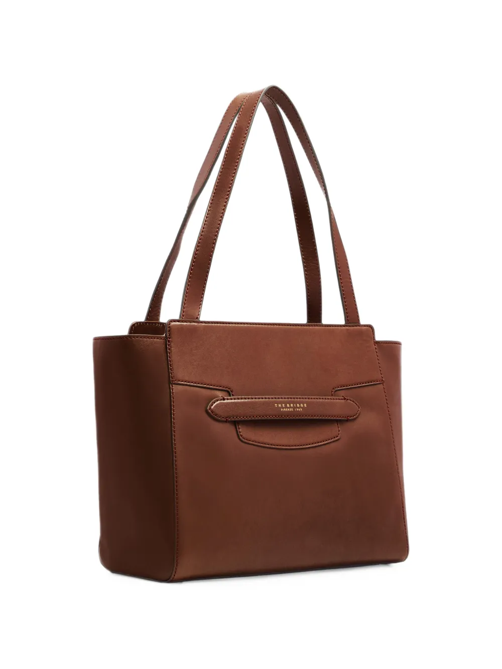 The Bridge Leren shopper met logoprint Bruin