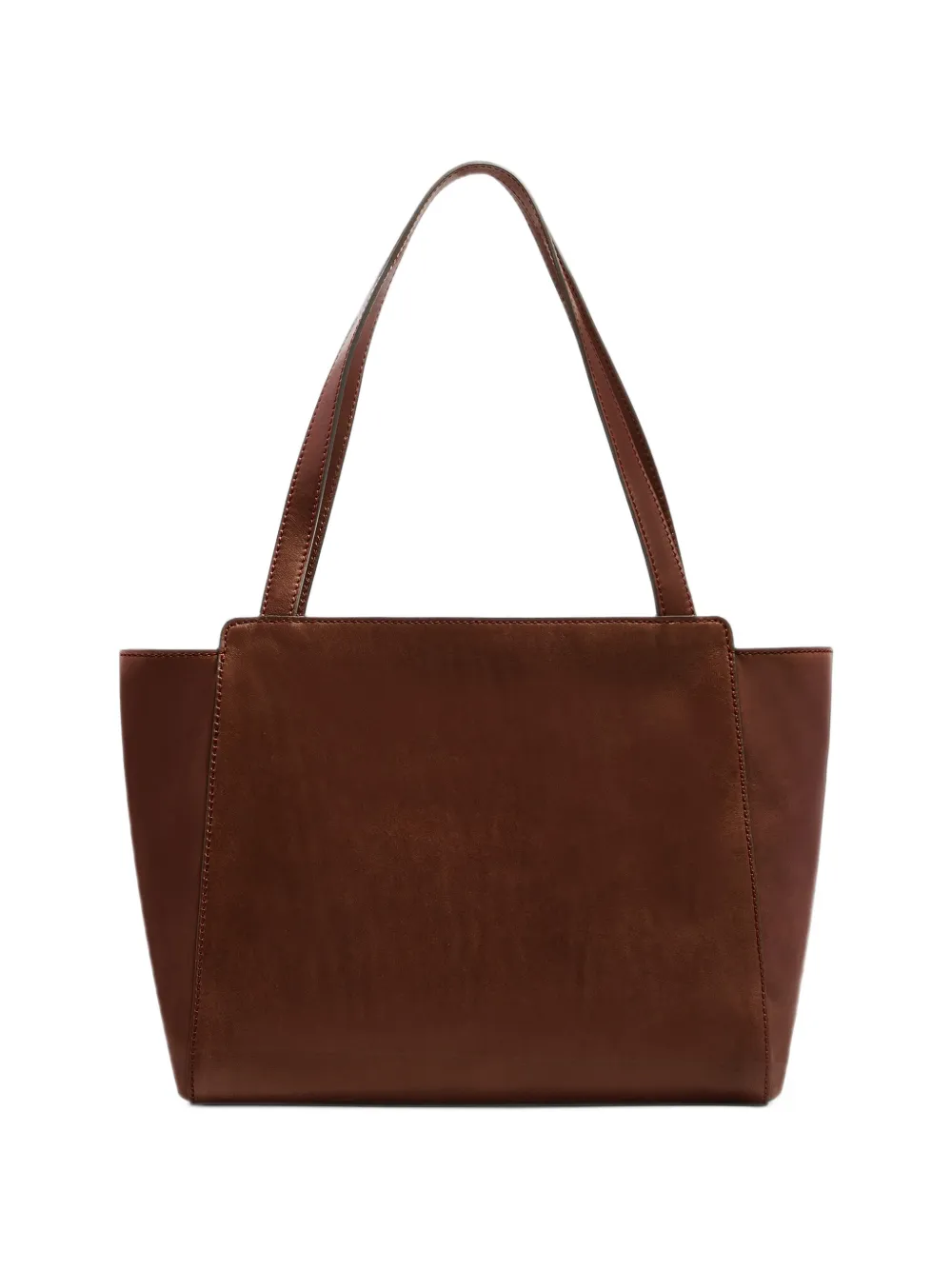 The Bridge Leren shopper met logoprint Bruin