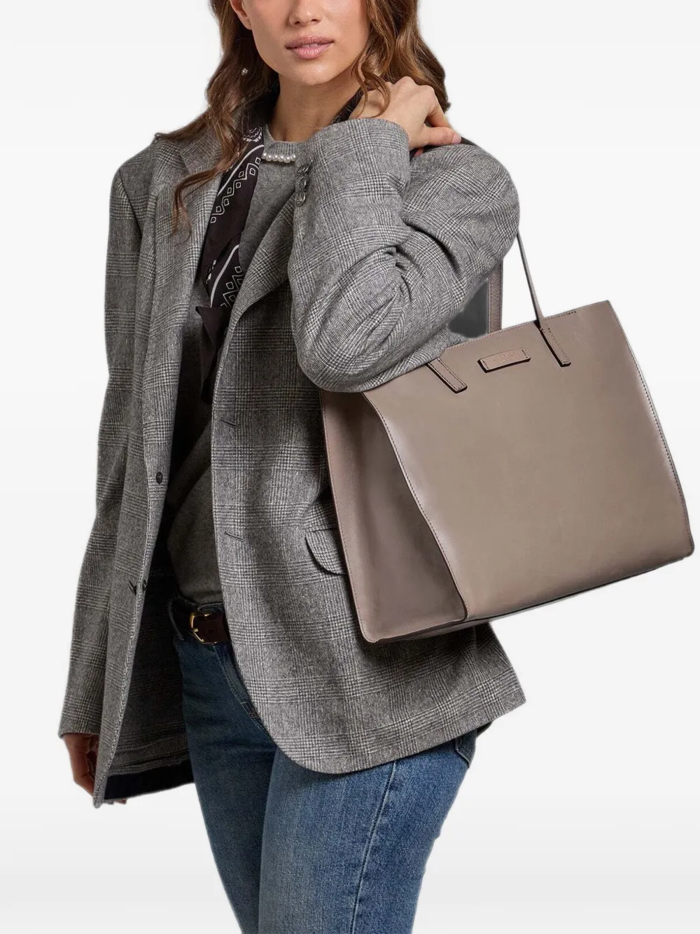 The Bridge Shopper met logoplakkaat Beige