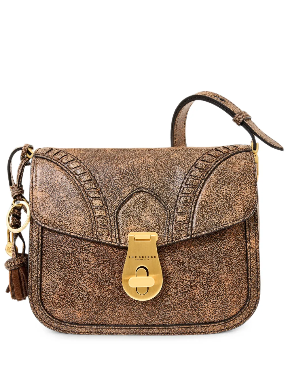 The Bridge tassel-detail logo-plaque cross body bag - Marrone