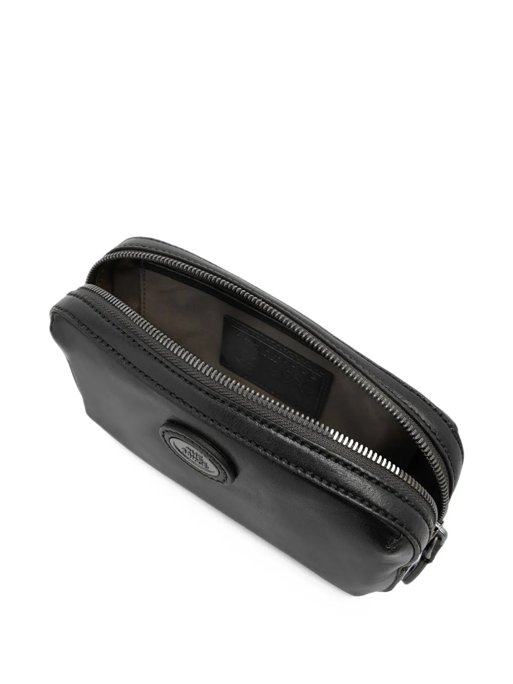 The Bridge logo-patch leather clutch bag Zwart