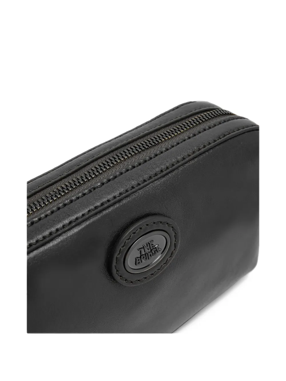 The Bridge logo-patch leather clutch bag Zwart