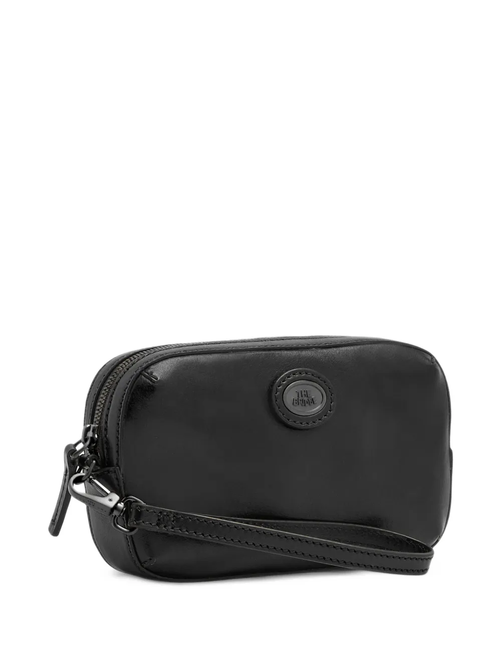 The Bridge logo-patch leather clutch bag Zwart