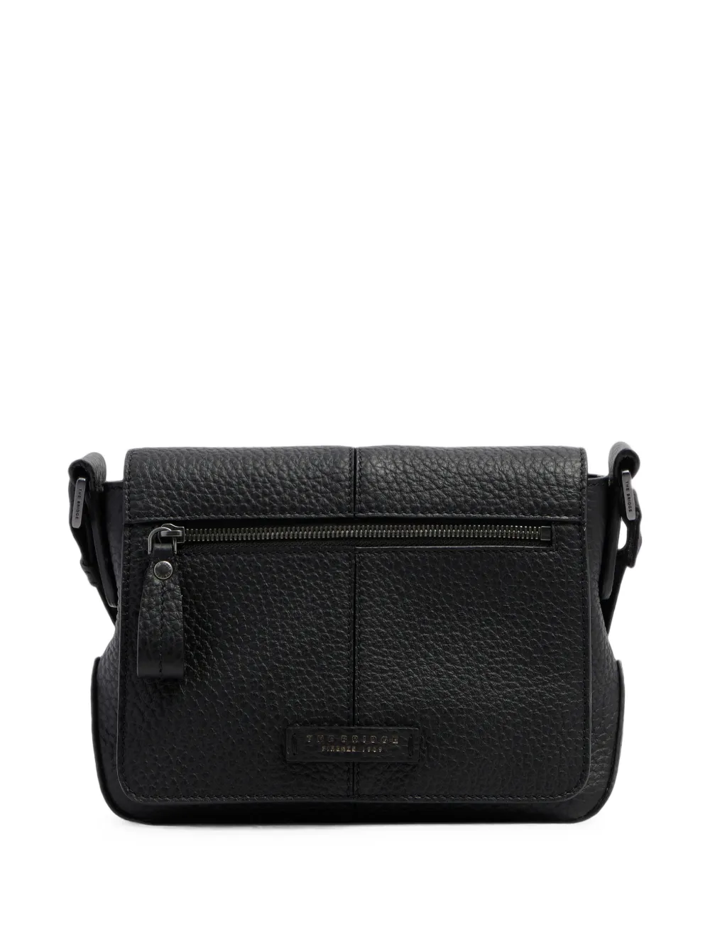 The Bridge grained leather messenger bag Zwart