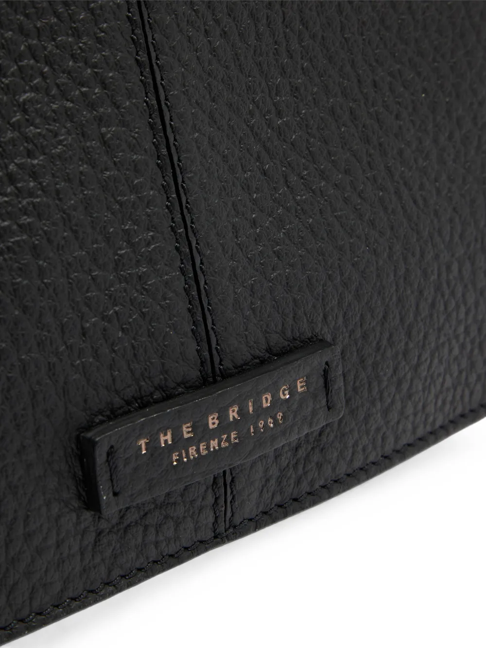 The Bridge grained leather messenger bag Zwart