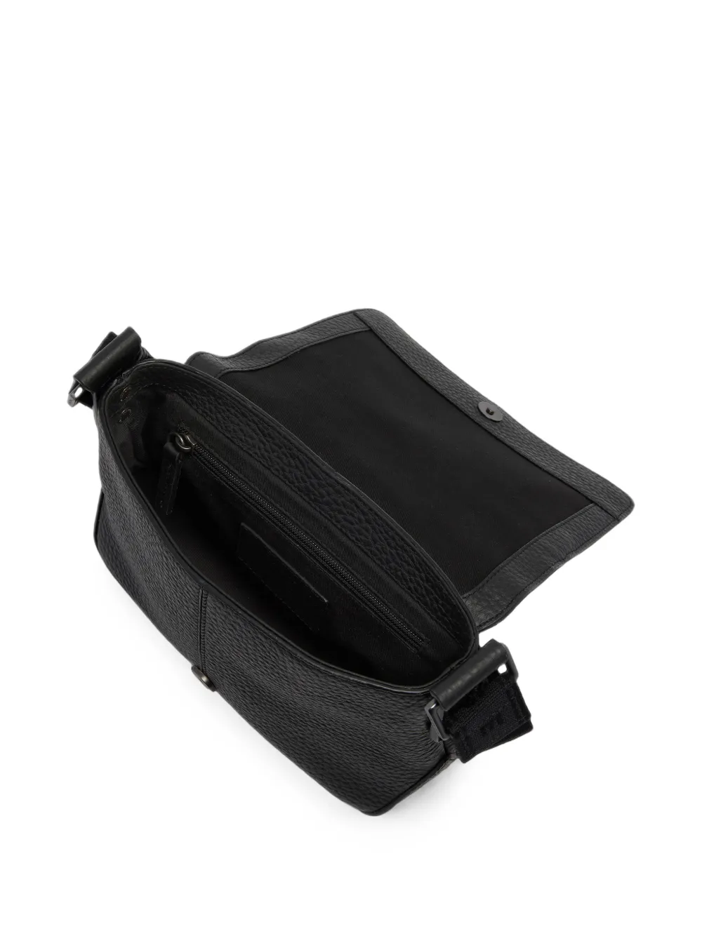 The Bridge grained leather messenger bag Zwart