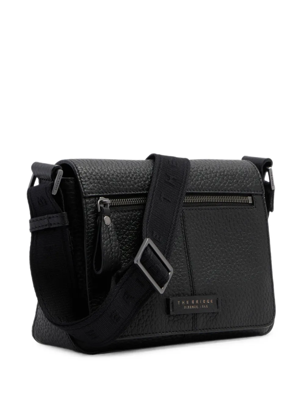 The Bridge grained leather messenger bag - Nero