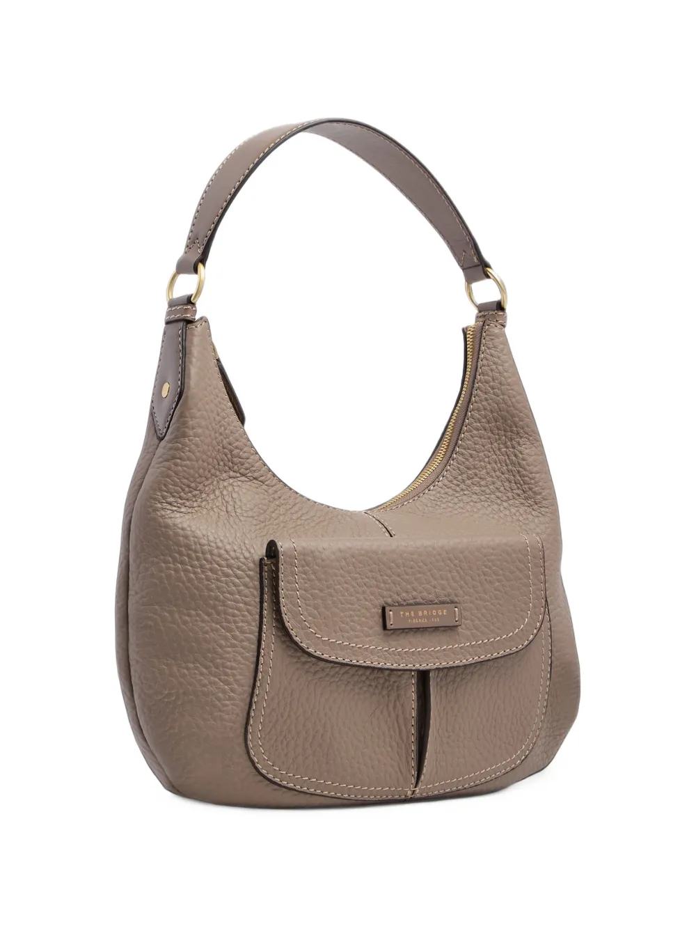 The Bridge Schoudertas met textuur Beige