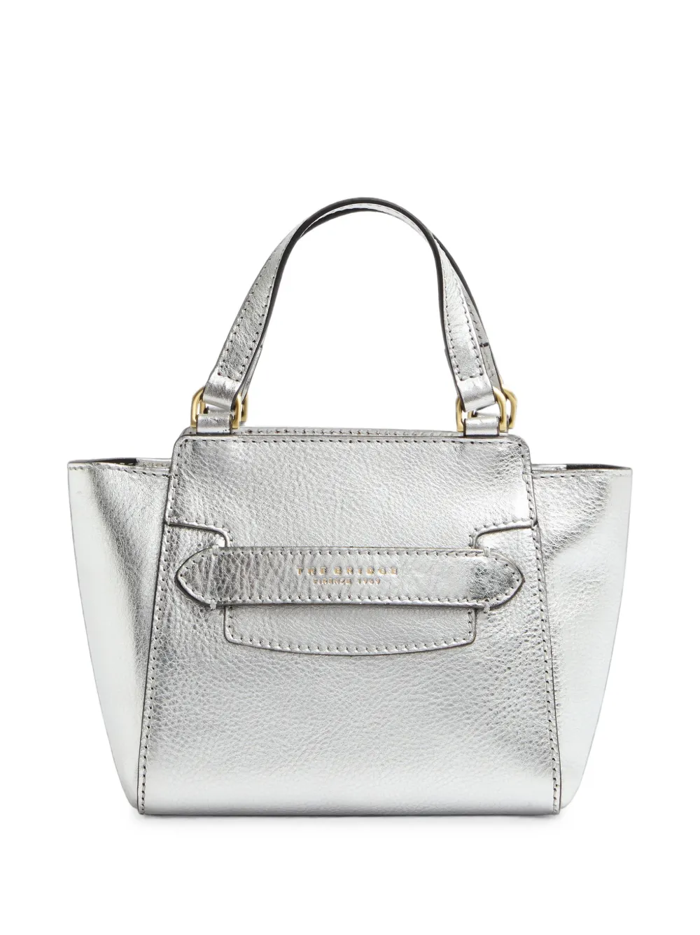The Bridge laminated leather bucket bag - Argento