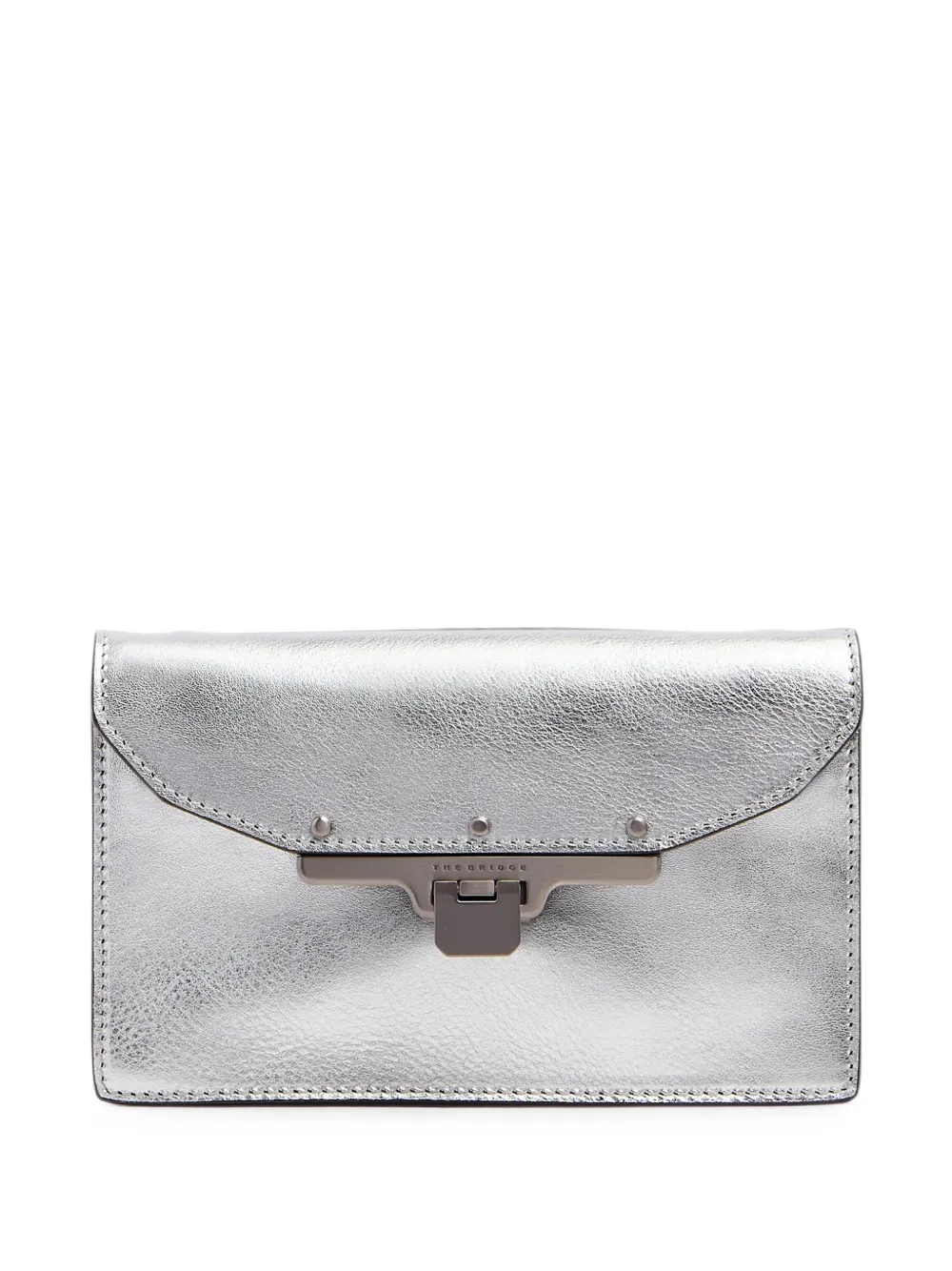 The Bridge laminated-leather crossbody bag - Argent