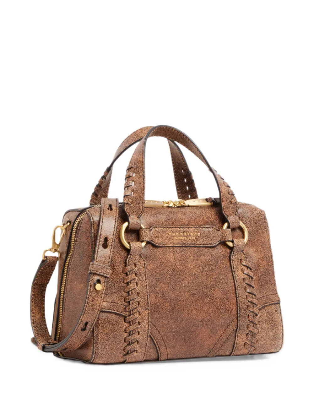 The Bridge Leren shopper met gebarsten effect Bruin