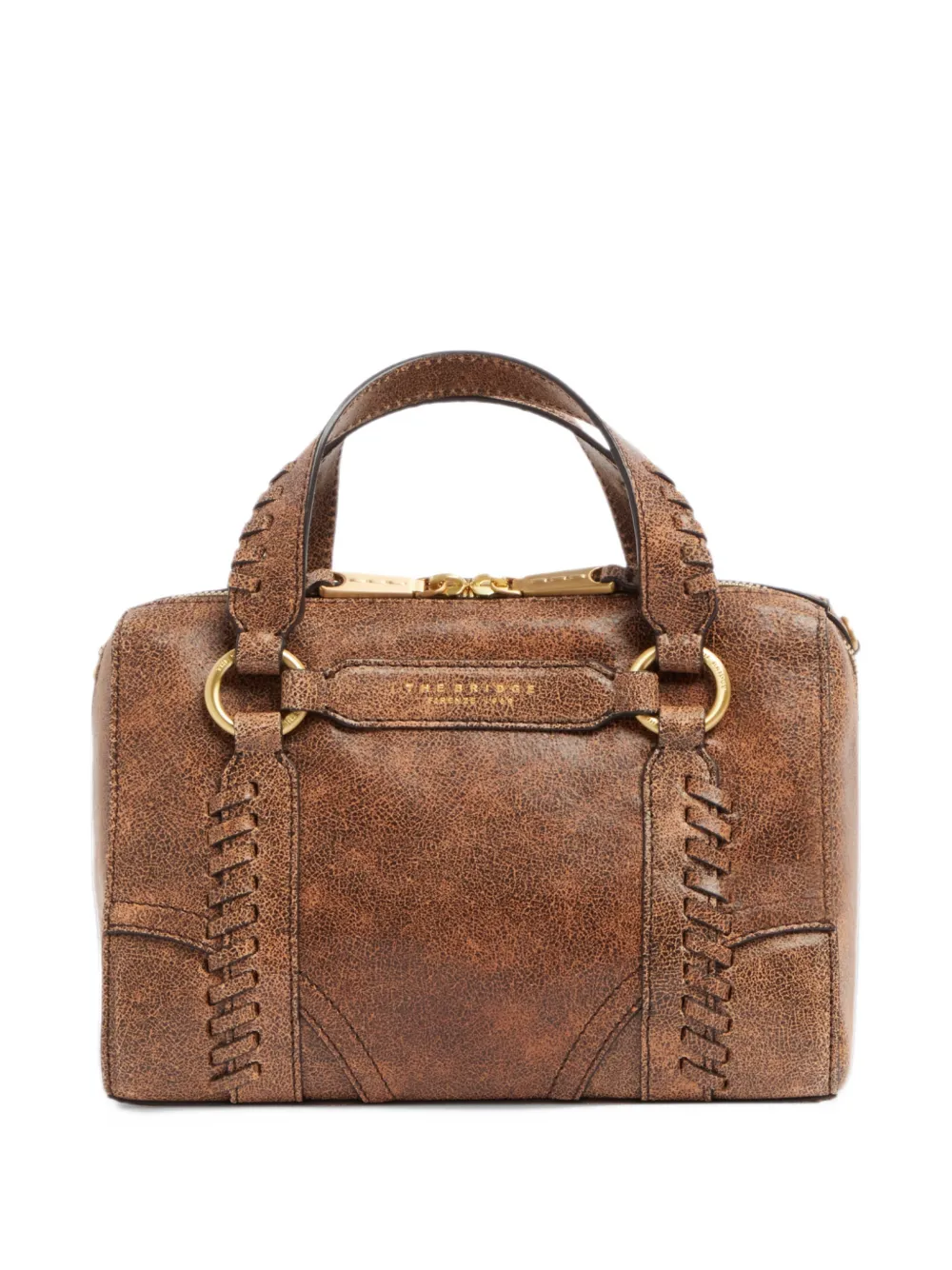 The Bridge Leren shopper met gebarsten effect Bruin