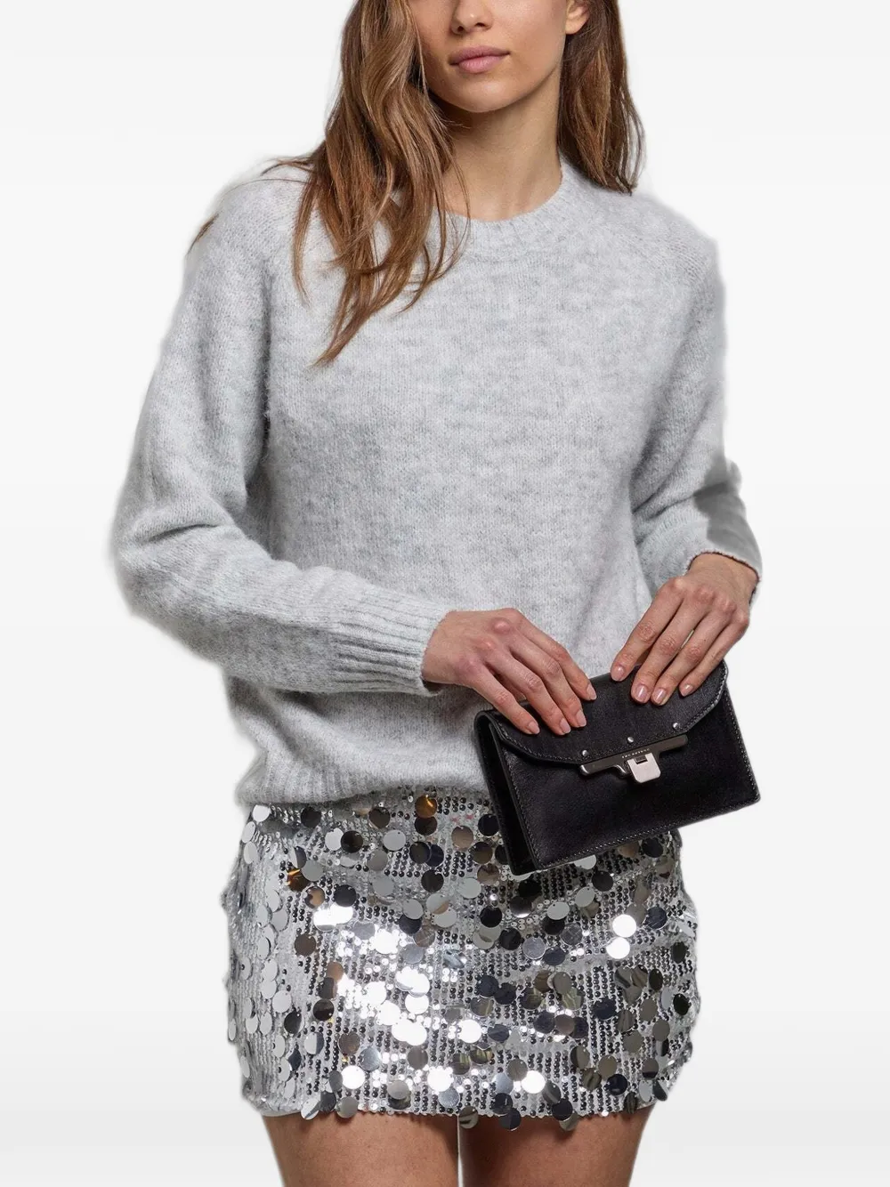 The Bridge Mina leren clutch Zwart