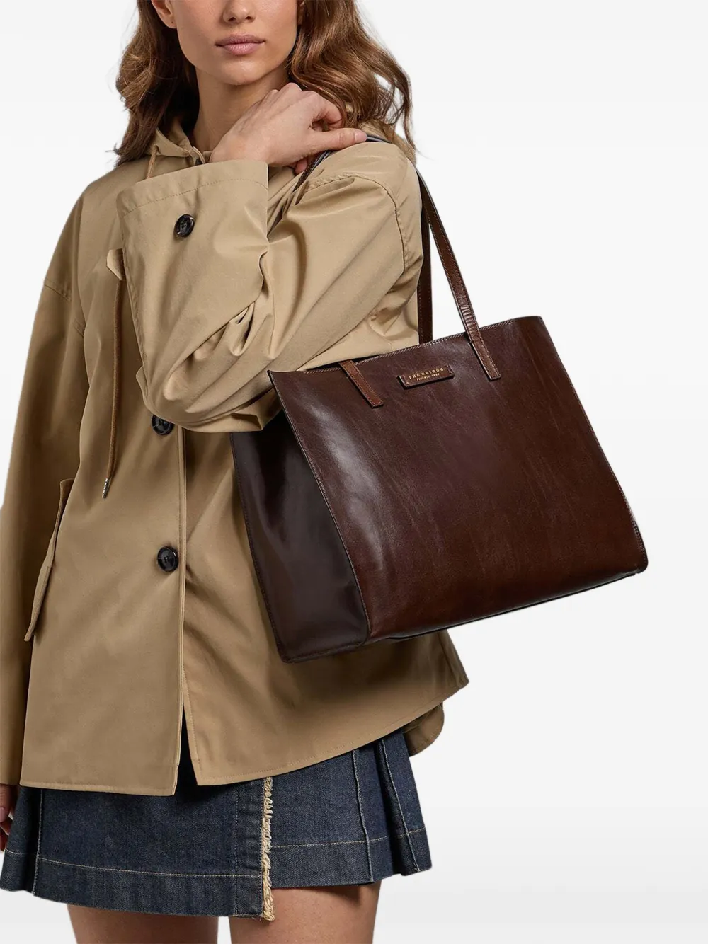 The Bridge Leren shopper Bruin