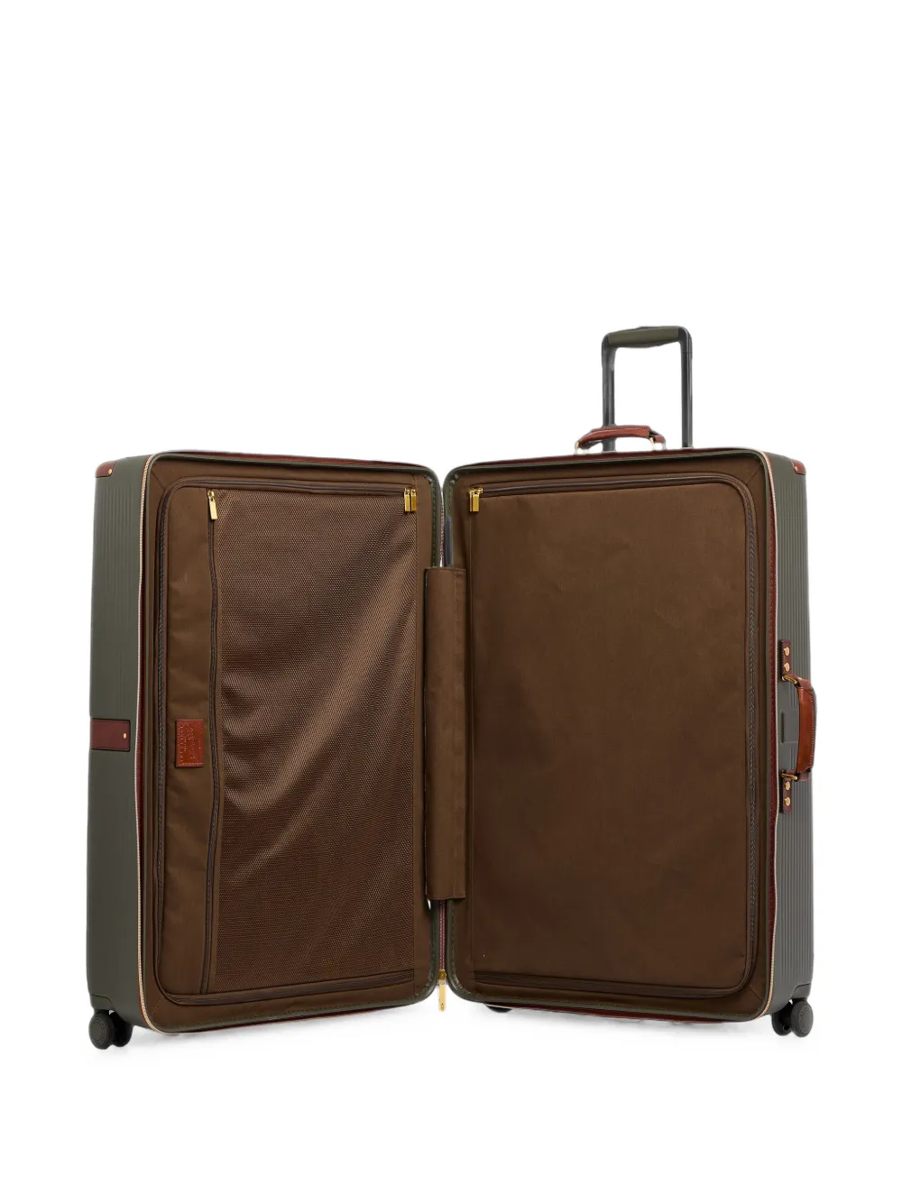 The Bridge leather-trim suitcase Groen