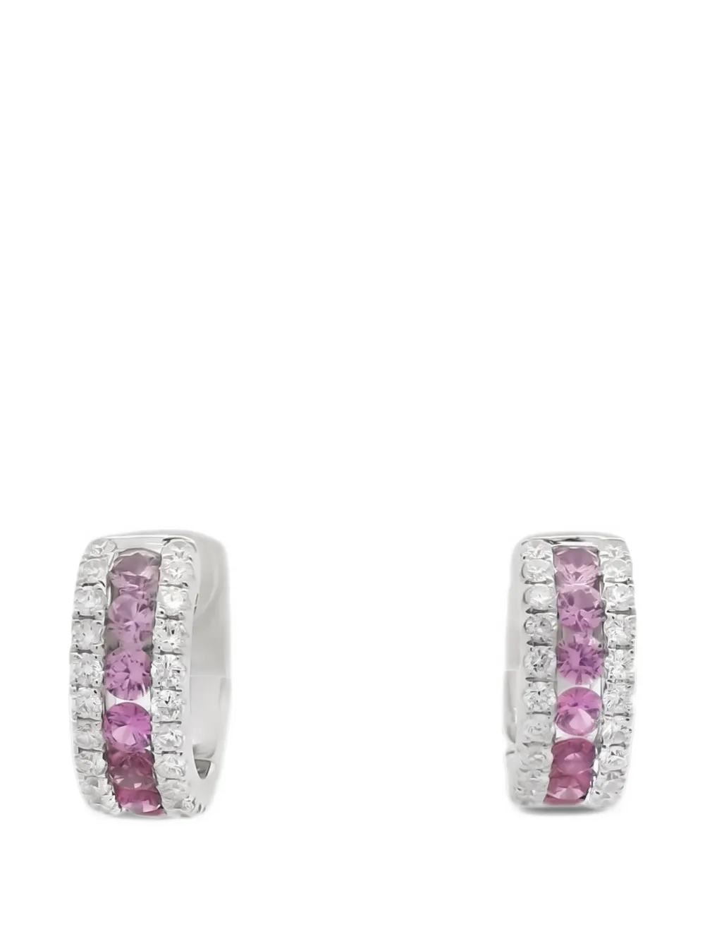 Lisa Nik pink sapphire and diamond ombre hoop earrings - Argento