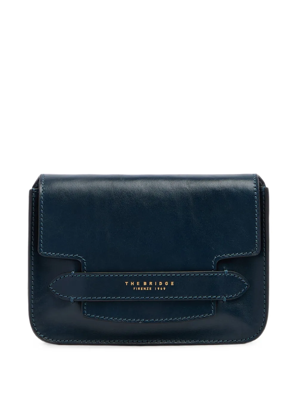The Bridge logo-print leather cross body bag - Blu