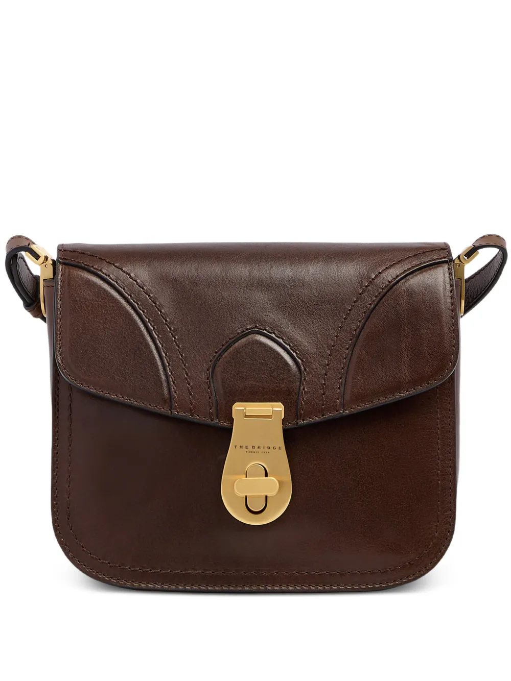 The Bridge twist-lock leather cross body bag - Marrone