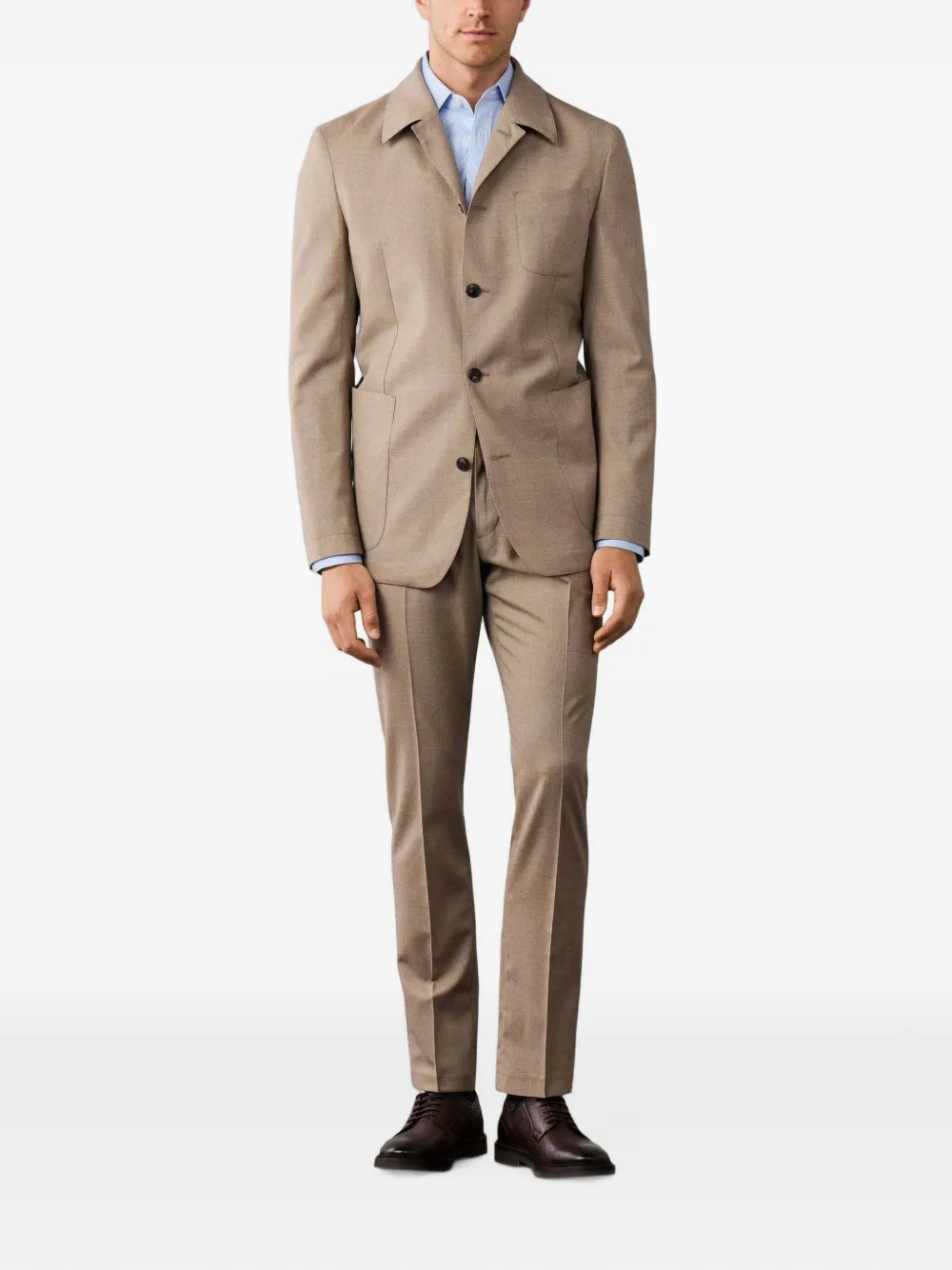 Hackett London Wollen blazer met enkele rij knopen Beige