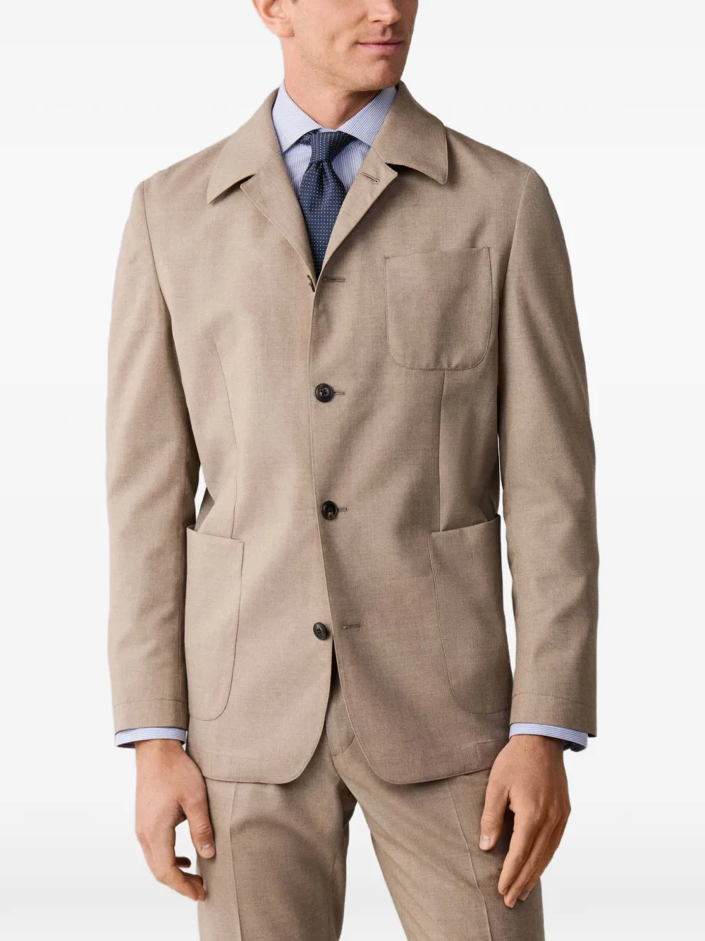 Hackett London Wollen blazer met enkele rij knopen Beige